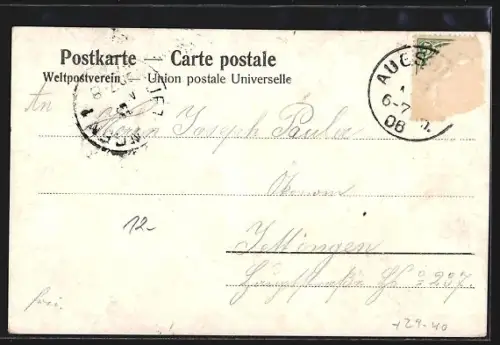 Goldfenster-AK Augsburg, Ludwigstrasse mit leuchtenden Fenstern