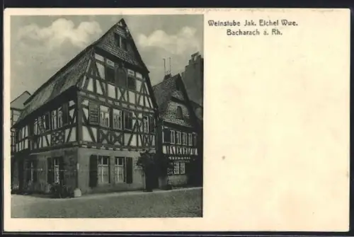 AK Bacharach a. Rh., Gasthof Weinstube zur Münze Jak. Eichel Witwe