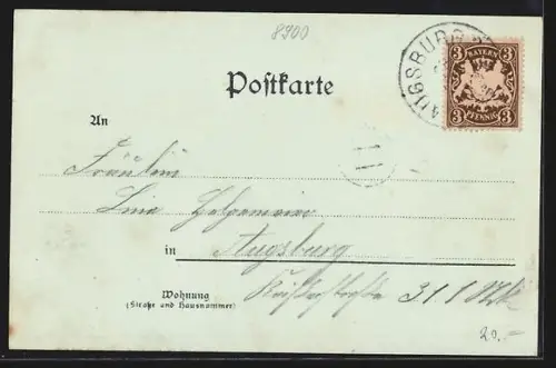 Lithographie Augsburg, Kgl. Regierung, Schloss Wöllenburg