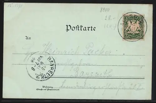 Mondschein-AK Augsburg, St. Ulrichskirche, Rotes Tor, Strassenpartie