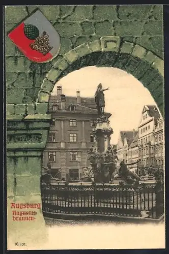 AK Augsburg, Blick zum Augustusbrunnen