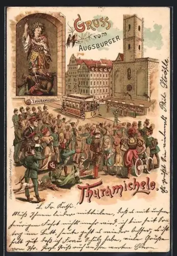 Lithographie Augsburg, Strassenbahn am Thuramichele