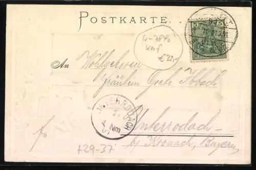 Passepartout-Lithographie Sigmaringen, Ortsansicht aus der Vogelschau mit Wappen