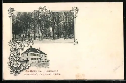 AK München-Schwabing, Jagdhaus und Restaurant Aumeister, Englischer Garten