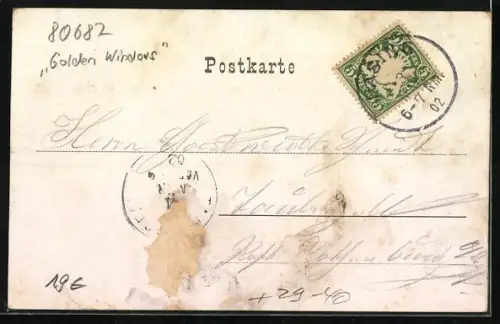 Goldfenster-AK München-Pasing, Institut der Englischen Fräulein mit leuchtenden Fenstern, Pfarrkirche