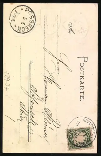 Passepartout-Lithographie Augsburg, Der Dom, Stadt- und Reichswappen