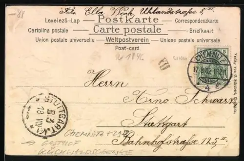 Passepartout-AK Chemnitz, Gasthaus Waldschänke, Klee