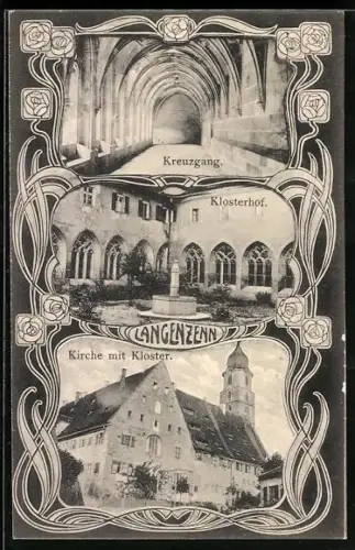 AK Langenzenn, Kreuzgang, Klosterhof, Kirche mit Kloster