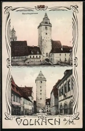 AK Volkach, Obere Hauptstrasse mit Torturm, Oberes Tor