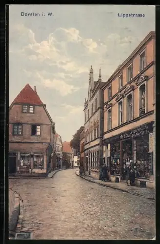 AK Dorsten i. W., Lippstrasse mit Papierhandlung Joh. König