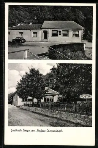 AK Obermaubach, Gasthaus Strepp am Stausee, Strassenpartie
