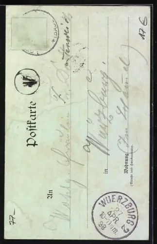 Lithographie Offenburg, Schloss Ortenberg, Mittlere Hauptstrasse, Rathaus, Kath. Kirche