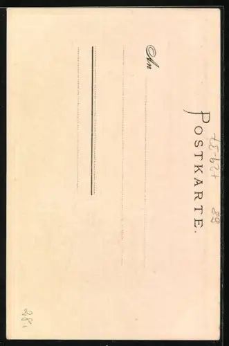 Passepartout-Lithographie Augsburg, Carolinenstrasse und Perlachturm, Wappen