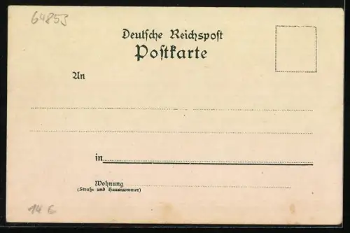 Lithographie Otzberg i. O. Ö., Totalansicht, Hering mit Burg Otzberg, Burghof