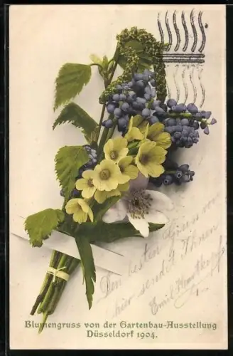 AK Düsseldorf, Gartenbau-Ausstellung 1904, Blumenstrauss