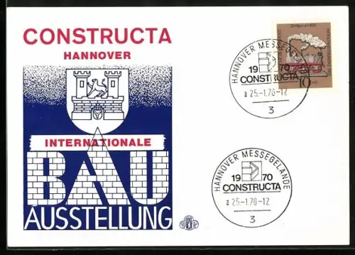 Künstler-AK Hannover, Internationale Bau-Ausstellung Constructa 1970, Wappen