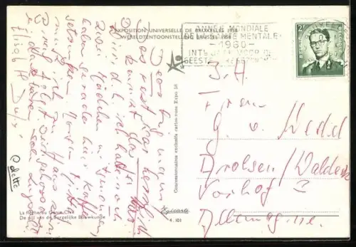 AK Bruxelles, Exposition Universelle 1958, La fleche du Genie Civil, Ausstellung