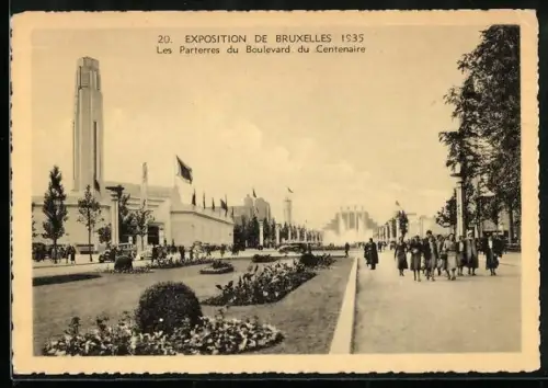AK Bruxelles, Exposition 1935, Les Parterres du Boulevard du Centenaire