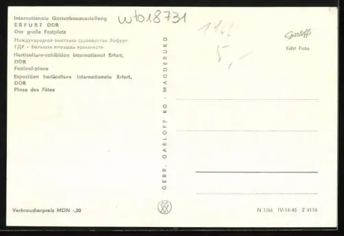 AK Erfurt, Internationale Gartenbauausstellung, Der grosse Festplatz