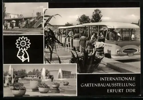 AK Erfurt, Internationale Gartenausstellung, Mehrfachansicht auf das Austellungsgelände und IGA-Express