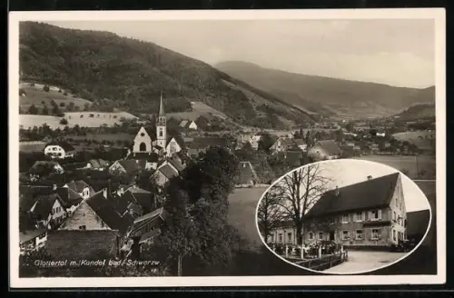 AK Glottertal, Gasthaus Zum Hirschen, Bes. H. Strecker, Ortsansicht m. Kandel
