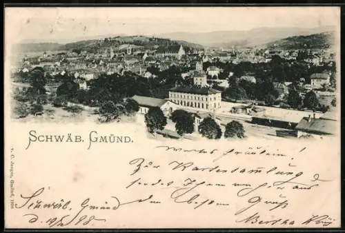 AK Schwäb. Gmünd, Ortsansicht aus der Vogelschau