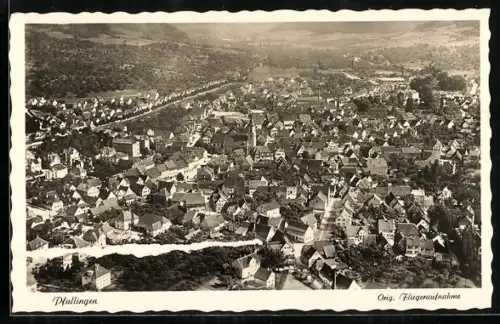 AK Pfullingen, Ortsansicht, Fliegeraufnahme