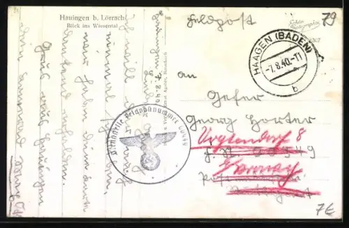AK Hauingen b. Lörrach, Ort mit Wiesental