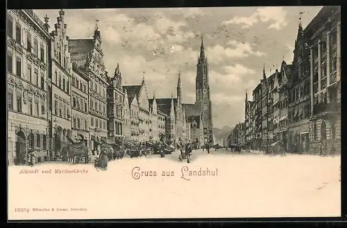 AK Landshut, Altstadt u. Martinskirche