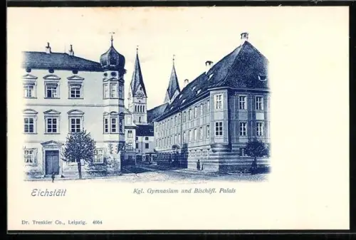 Lithographie Eichstätt, Kgl. Gymnasium und Bischöfl. Palais