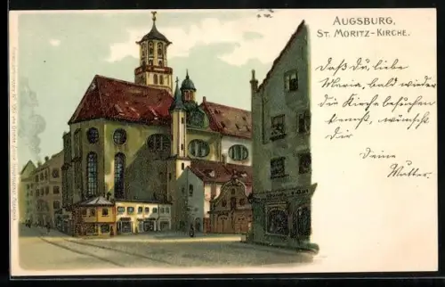 Lithographie Augsburg, St. Moritz-Kirche