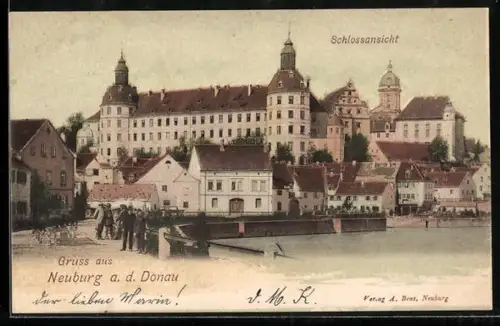AK Neuburg a. d. Donau, Schlossansicht, Panorama