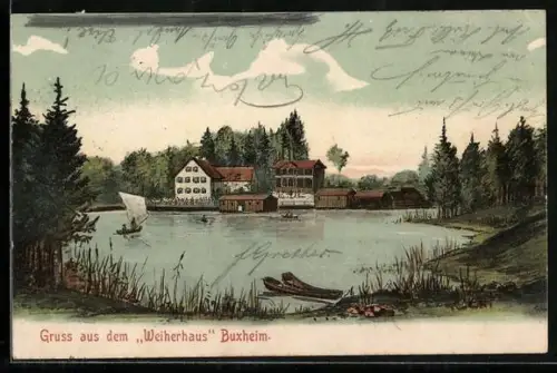 AK Buxheim /Memmingen, Gasthof Weiherhaus am See