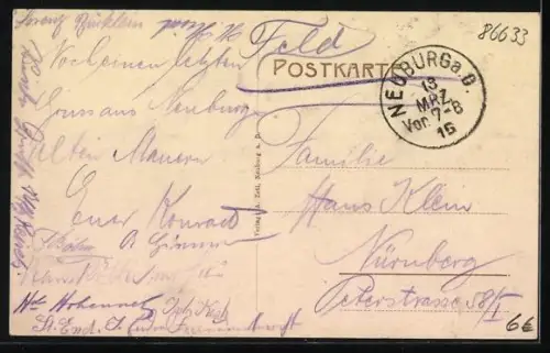 AK Neuburg a. D., Donaubrücke, Ortspartie