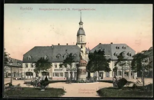 AK Rochlitz, Kriegerdenkmal, St. Kunigundenkirche