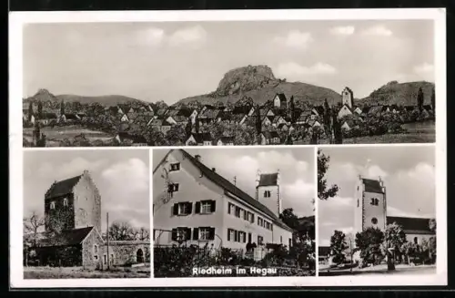 AK Riedheim im Hegau, Ortsansicht, Kirche, Gasthaus z. Sonne