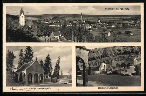 AK Bräunlingen, Ortsansicht, Gedächtniskapelle, Brunnenanlage