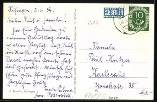 AK Hüfingen, Hauptstrasse, Brunnen, Kirche