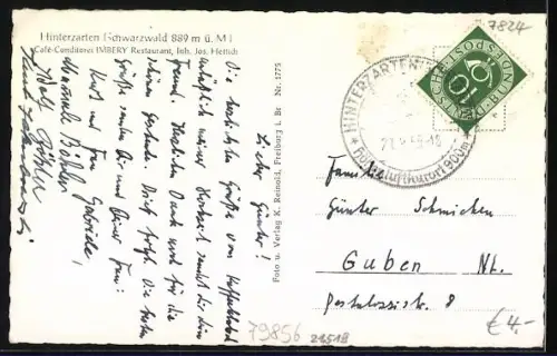 AK Hinterzarten, Café-Imbery J. Hettich, Panorama