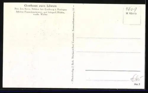 AK Sölden bei Freiburg i. B., Ortsansicht, Gasthaus zum Löwen, Inh. Jos. Kern