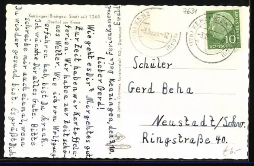 AK Kenzingen /Breisgau, Gasthof zur Krone, Brunnen