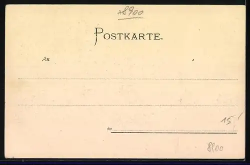 Lithographie Augsburg, Rotes Thor, Ulrichskirche