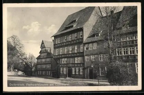 AK Duderstadt, Fachwerkbauten am Obermarkt