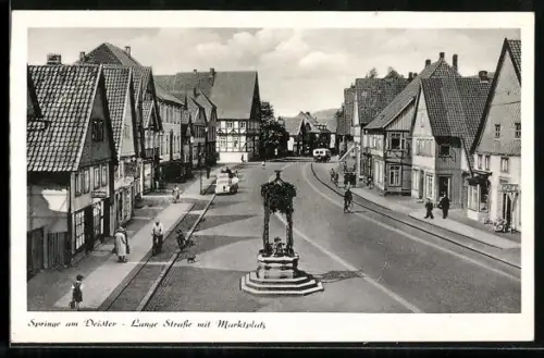 AK Springe am Deister, Lange Strasse mit Marktplatz