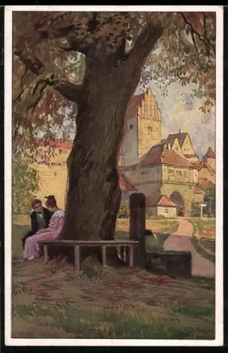 Künstler-AK Paul Hey: Volksliedkarte Nr. 29 Am Brunnen vor dem Tore