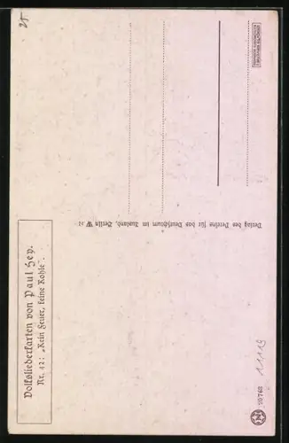 Künstler-AK P. Hey: Kein Feuer, keine Kohle, Heimliches Treffen des Soldaten