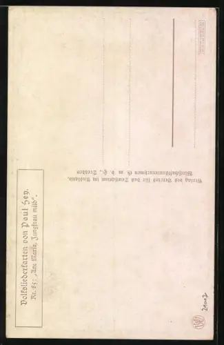 Künstler-AK Paul Hey: Volksliederkarte Nr. 85: Ave Maria, Jungfrau mild, Kniende Frau spricht ein Gebet