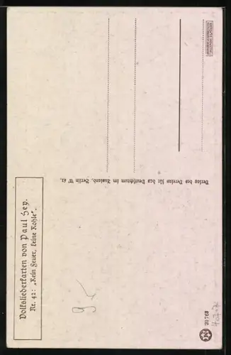 Künstler-AK P. Hey: Kein Feuer, keine Kohle, Heimliches Treffen des Soldaten