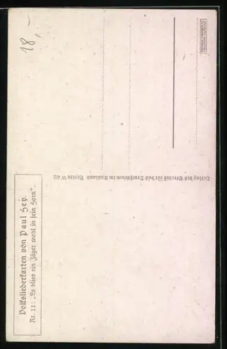 Künstler-AK Paul Hey: Es blies ein Jäger wohl in sein Horn, Verein für das Deutschtum im Ausland