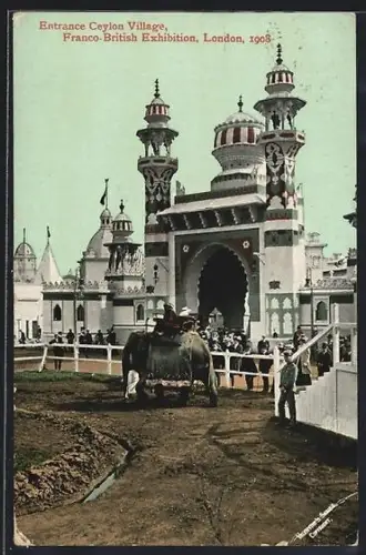 AK London, Franco-British Exhibition 1908, Entrance Ceylon Village